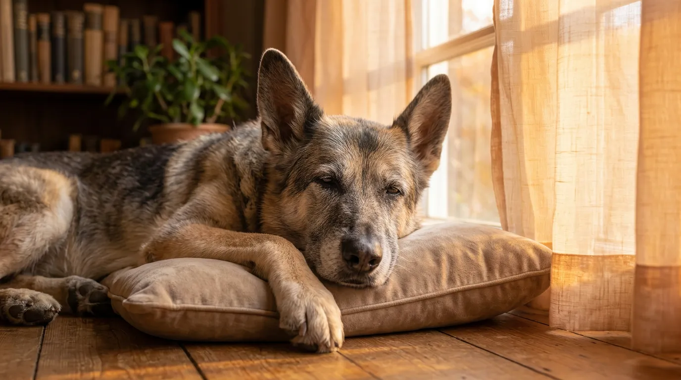 Chien senior au calme
