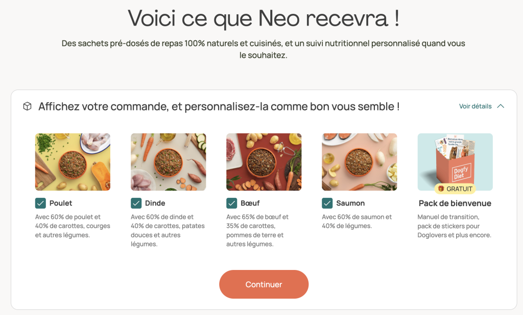 Repas-box-essai-dogfydiet Les divers repas de Dogfy diet inclu dans la box d'essai