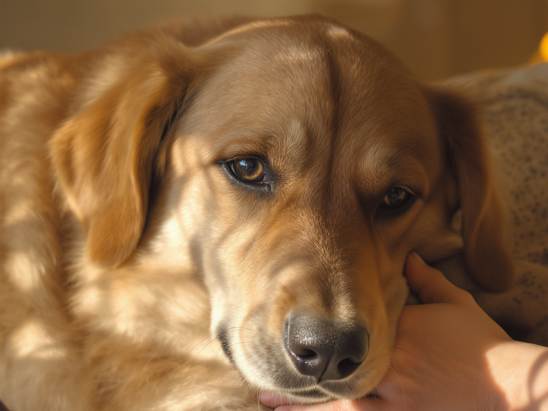 Une chienne gestante apaisée