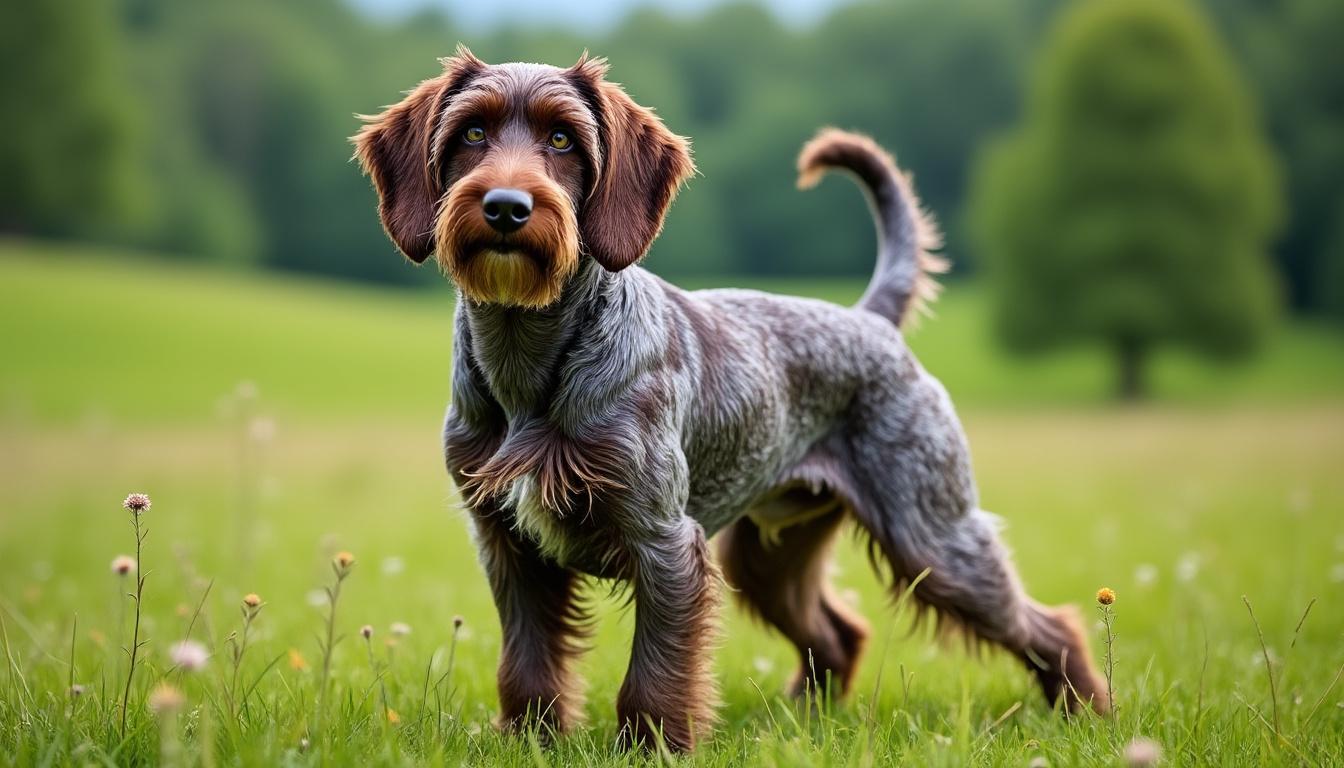 découvrez le braque allemand à poil dur, un chien loyal et dynamique, réputé pour son énergie débordante et sa robustesse, parfait pour les familles actives et les amateurs de plein air.