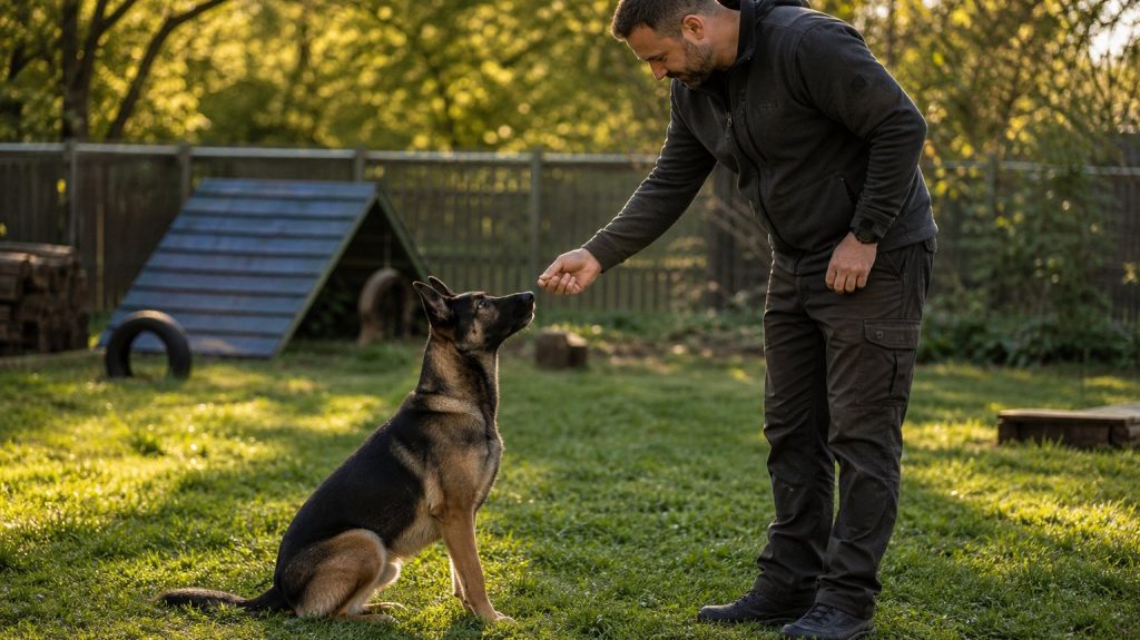 Seance d education positive avec un Berger allemand croise Malinois