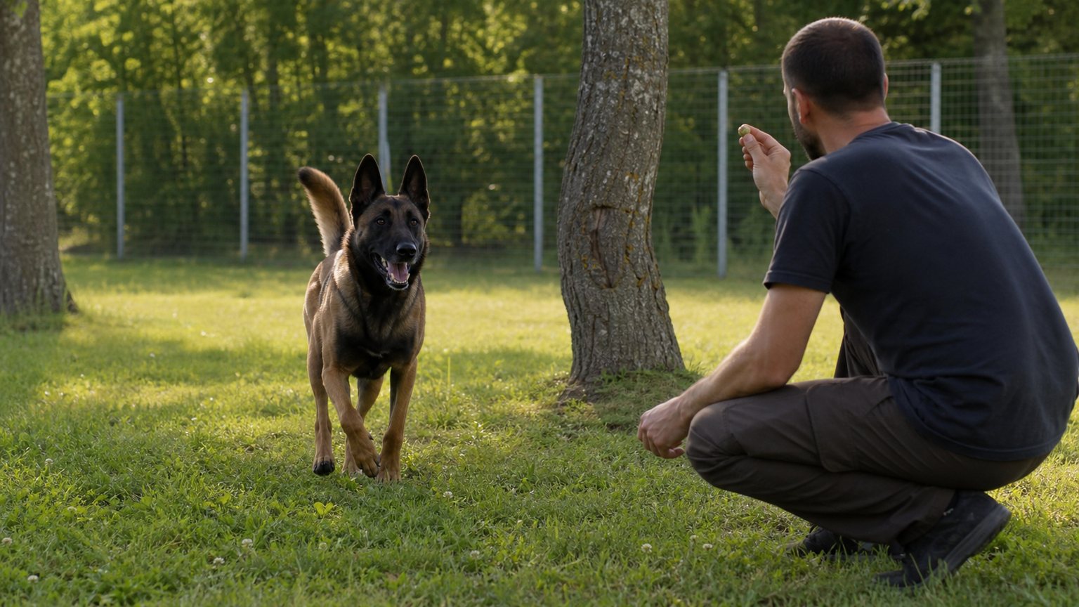 Séance d’éducation positive avec un Malinois croisé Beauceron