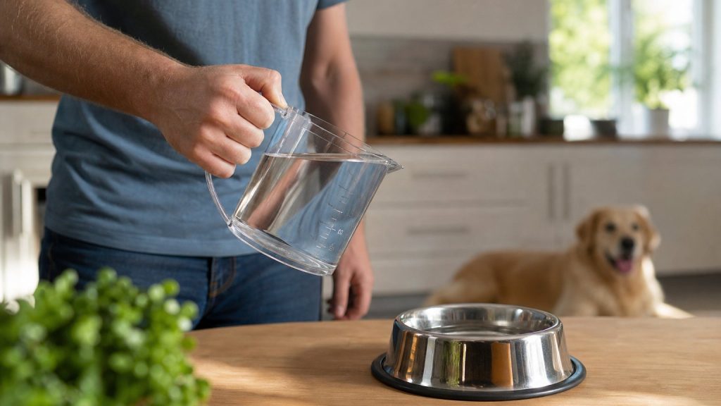 Mesure de la quantité d’eau versée dans la gamelle d’un chien